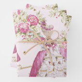 Feuille De Papier Cadeau Marie Antoinette Pink Floral Roses (En situation)
