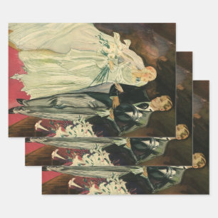 Feuille De Papier Cadeau Mariée et mariée Mariage Art déco vintage mariée e