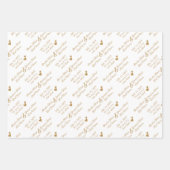 Feuille De Papier Cadeau Mariée Mariage personnalisée & Coeurs d'or (Devant)