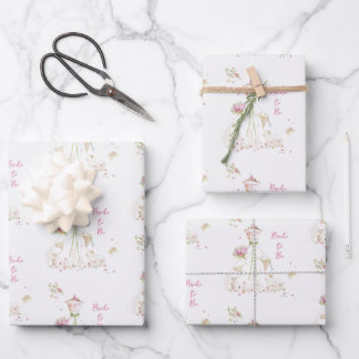 Feuille De Papier Cadeau Mariée Rouge de la Mariée à Être en Fleur