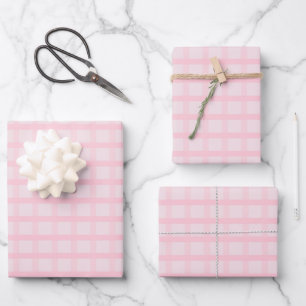 Feuille De Papier Cadeau Mariée Rouge et Motif à Carreaux Rose Thé