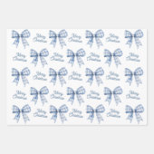 Feuille De Papier Cadeau Marine Bleu Buffalo Plaid Bow Check Joyeux Noël (Devant 2)