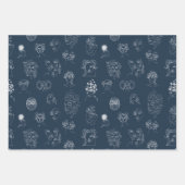 Feuille De Papier Cadeau Marine bleu et blanc Monster Line Art (Devant)