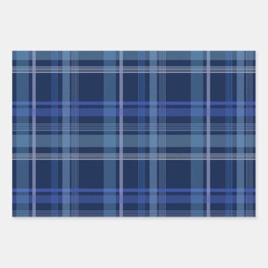 Feuille De Papier Cadeau Marine Bleu Plaid Tartan Cute Retro esthétique (Devant 2)