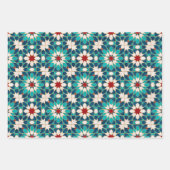 Feuille De Papier Cadeau Marine Bleu Turquoise Blanc Marbre Rouge Marbre Ma (Devant)