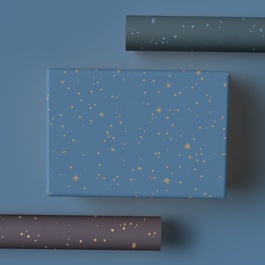 Feuille De Papier Cadeau Marine Blue & Gold Celestin Star Night Sky