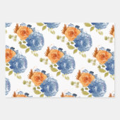 Feuille De Papier Cadeau Marine Blue Orange Terracotta Boho Floral (Devant)