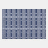 Feuille De Papier Cadeau Marine Chinoiserie Oiseaux et pagodes (Devant 2)