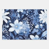 Feuille De Papier Cadeau Marine des fleurs bleues poussiéreuses (Devant 3)