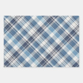 Feuille De Papier Cadeau Marine douce, Plaid Bleu & Blanc (Devant)