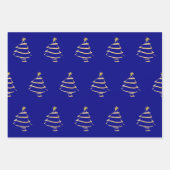 Feuille De Papier Cadeau Marine Gold Christmas Tree Snowflake Wavy Lines (Devant)