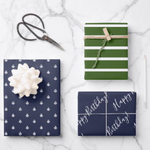 Feuille De Papier Cadeau Marine nautique et enveloppement d'anniversaire ve