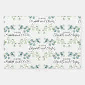 Feuille De Papier Cadeau Marque Mariage Eucalyptus Vert Sage Lumière (Devant 3)