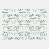 Feuille De Papier Cadeau Marque Mariage Eucalyptus Vert Sage Lumière (Devant 2)