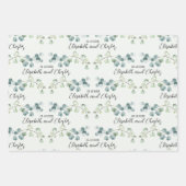 Feuille De Papier Cadeau Marque Mariage Eucalyptus Vert Sage Lumière (Devant)