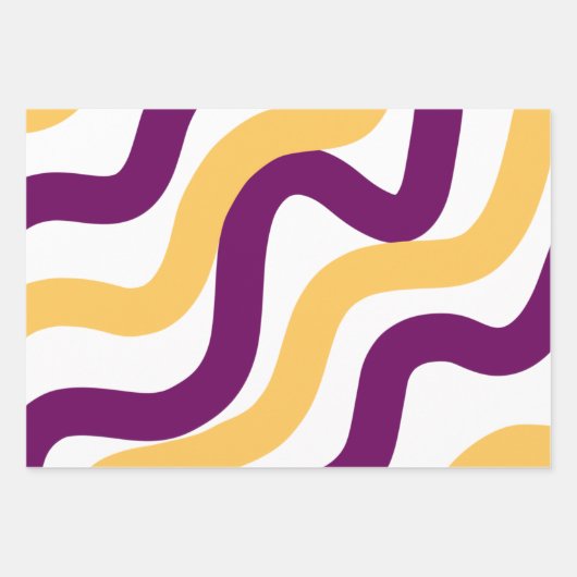 Feuille De Papier Cadeau Marron jaune lignes courbes rouge ondulé design mo (Devant)