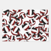 Feuille De Papier Cadeau marron noir volleyballs ensemble de 3 coordination (Devant)