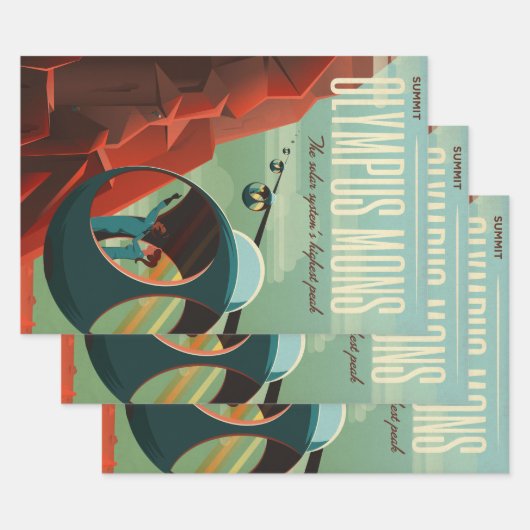 Feuille De Papier Cadeau Mars Olympus Mons Système solaire Volcano le plus (Lot)