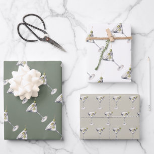 Feuille De Papier Cadeau Martini Cocktails Bar Motif