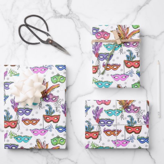 Feuille De Papier Cadeau Mascarade Mardi Gras Mascarade (Recto)