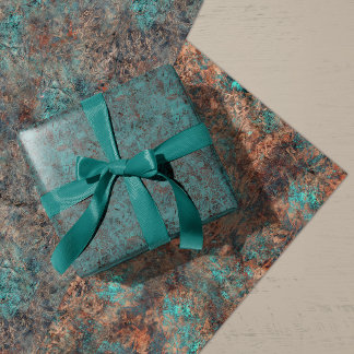 Feuille De Papier Cadeau Masculine rouille Turquoise Patina Design Emballag