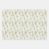 Feuille De Papier Cadeau Mason Jars Vert Orange Florales Verdure (Devant 2)