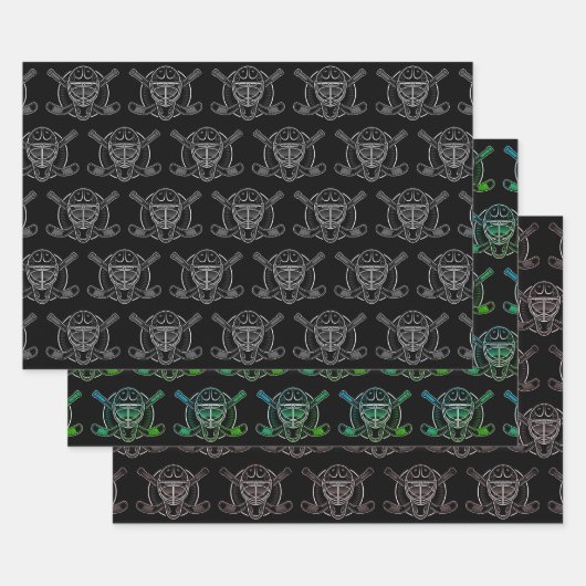 Feuille De Papier Cadeau Masque de gardien noir et blanc (Lot)