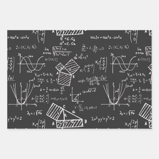 Feuille De Papier Cadeau Mathématiques, algèbre, géométrie, stylo à bille (Devant 2)