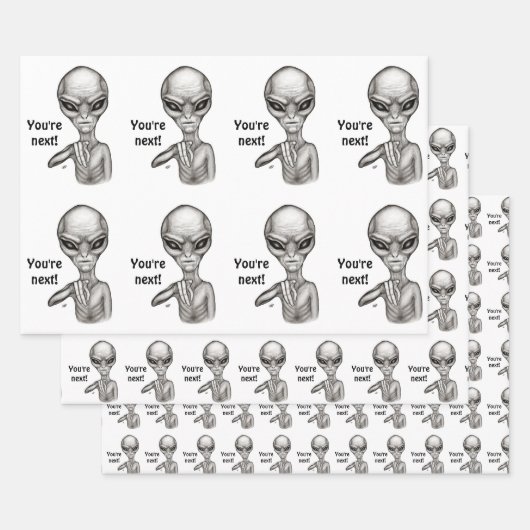 Feuille De Papier Cadeau Mauvais Alien, Tu es le prochain ! (Lot)
