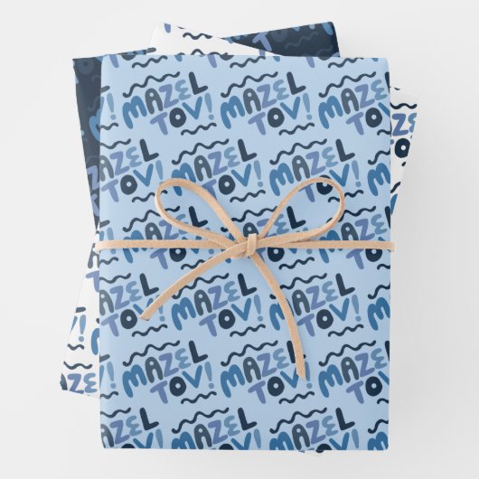 Feuille De Papier Cadeau MAZEL TOV Bar Bat mitzvah bracelet juif bleu (En situation)