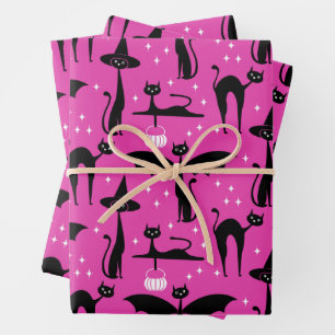 Feuille De Papier Cadeau MCM Halloween robe fantaisie minimaliste Chats ros