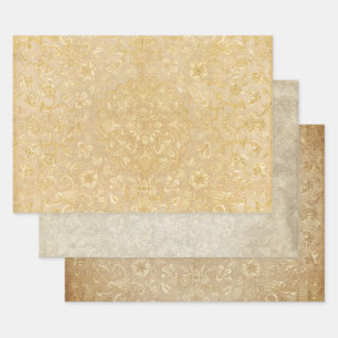 Feuille De Papier Cadeau Médaillon vintage or Floral Découpage