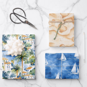 Feuille De Papier Cadeau Mediterranean Hearts Sand Fête de Mariage