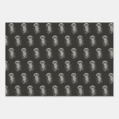 Feuille De Papier Cadeau Méduse en noir (Devant 3)