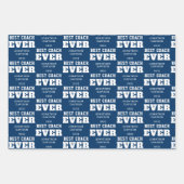 Feuille De Papier Cadeau Meilleur Entraîneur Jour Typographie Nom Année Bla (Devant 2)