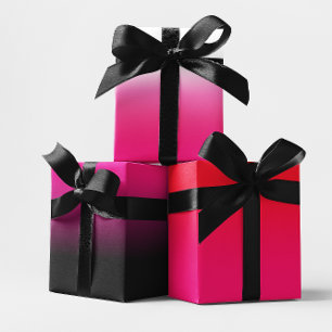 Feuille De Papier Cadeau Mélange blanc noir rouge et rose chaud Ombre