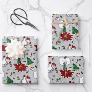 Feuille De Papier Cadeau Mélange de Noël moderne du milieu du siècle