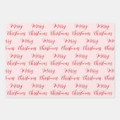 Feuille De Papier Cadeau Mélange de Noël rouge et rose (Devant 2)