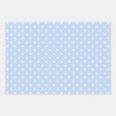 Feuille De Papier Cadeau Mélange de points blanc et bleu pastel Polka (Devant)