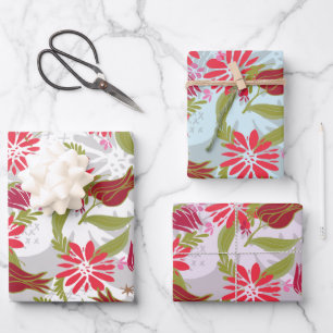 Feuille De Papier Cadeau Mélange floral de roses romantiques motif Saint-Va