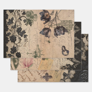 Feuille De Papier Cadeau Mélange Gothique Victorien Shabby Chic