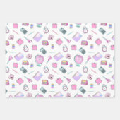 Feuille De Papier Cadeau Mélange Mint Rose Retour aux sacs à dos de fleurs  (Devant 3)