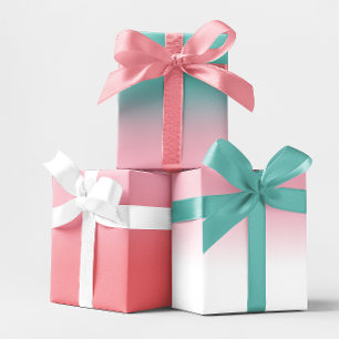 Feuille De Papier Cadeau Mélange Turquoise de corail blanc et rose clair