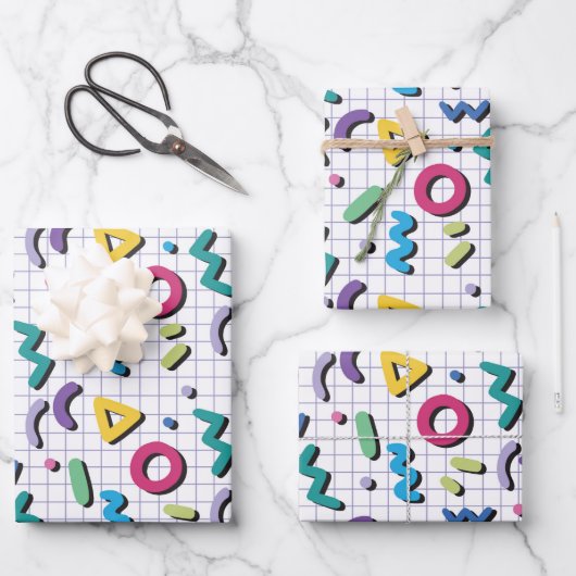 Feuille De Papier Cadeau Memphis Motif (Recto)