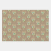 Feuille De Papier Cadeau Menorahs Dreidels Kraft Hanoukka (Devant 3)