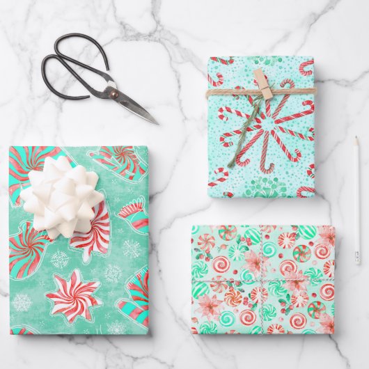 Feuille De Papier Cadeau Menthe de Noël (Recto)