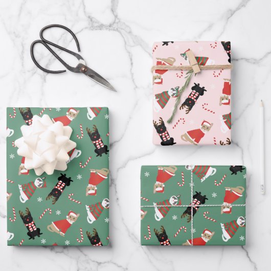 Feuille De Papier Cadeau Meowy Christmas Cats (Recto)