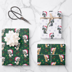 Feuille De Papier Cadeau Meowy Christmas Chat Thème