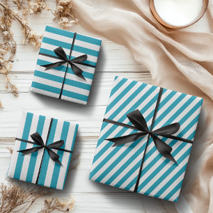 Feuille De Papier Cadeau Mer Classique vintage Bandes Vertes & Blanches