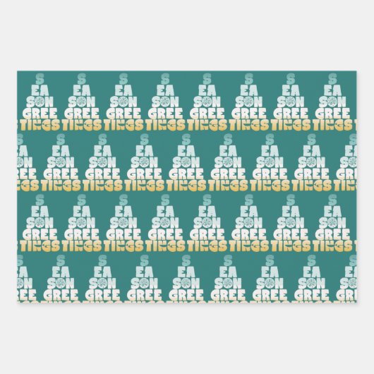 Feuille De Papier Cadeau Mer De Plage Et Salutations (Devant)